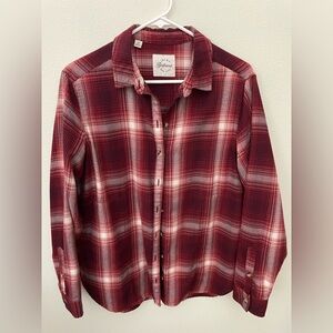 Jach’s Girlfriend New York Maroon Plaid Women’s Shirt with Pockets Medium